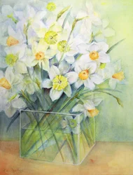 Jonquilles dans un vase en verre